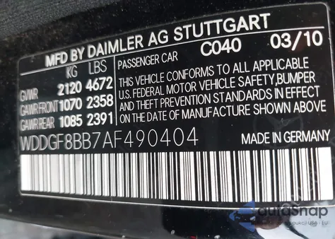 2010 Mercedes-Benz C 300 Luxury 4Matic/Sport 4Matic from USA, damaged, VIN WDDGF8BB7AF490404